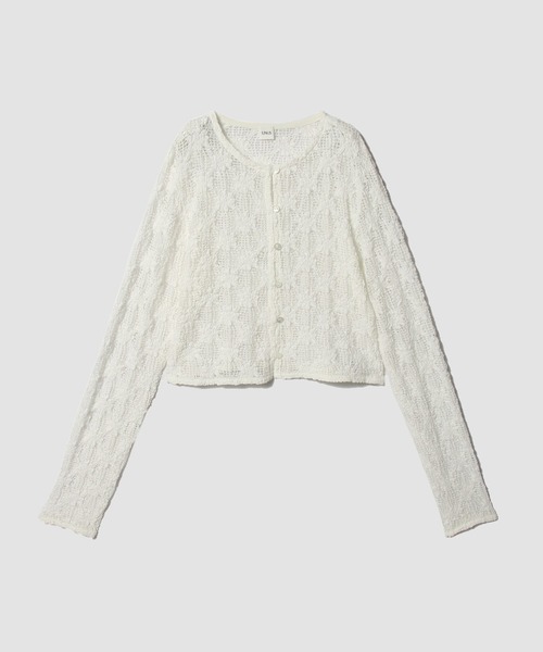 UNUS(ユナス)の「UNUS / Lace Cardigan(カーディガン/ボレロ・レディース・ブラック/ホワイト・FREE)」の3枚目の写真