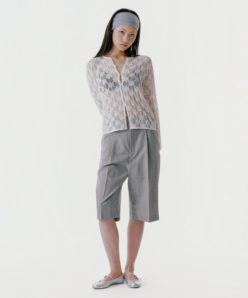 UNUS(ユナス)の「UNUS / Lace Cardigan(カーディガン/ボレロ・レディース・ブラック/ホワイト・FREE)」の4枚目の写真