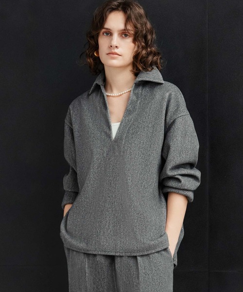 ELFRANK(エルフランク)の「【2026AW】【M~Lサイズ展開】ウールライクスキッパーオーバーサイズプルオーバー 洗える《着用動画あり》(Tシャツ/カットソー・レディース・ネイビー/グレー/キャメル・M/L)」の1枚目の写真