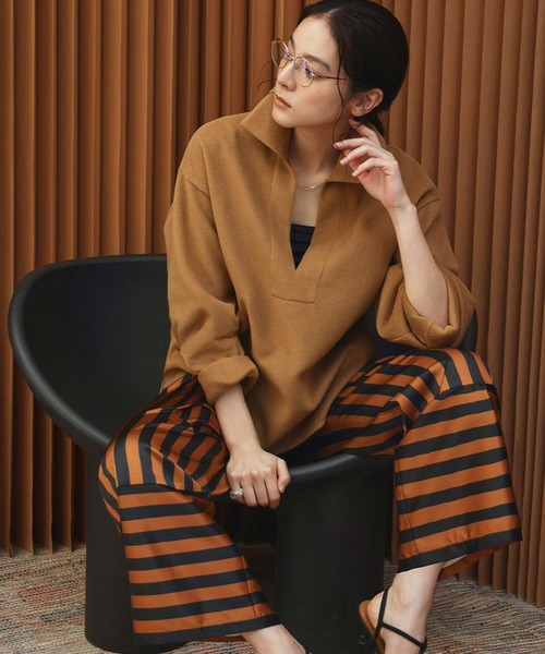 ELFRANK(エルフランク)の「【2026AW】【M~Lサイズ展開】ウールライクスキッパーオーバーサイズプルオーバー 洗える《着用動画あり》(Tシャツ/カットソー・レディース・ネイビー/グレー/キャメル・M/L)」の18枚目の写真