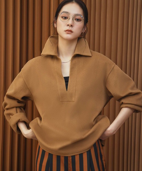 ELFRANK(エルフランク)の「【2026AW】【M~Lサイズ展開】ウールライクスキッパーオーバーサイズプルオーバー 洗える《着用動画あり》(Tシャツ/カットソー・レディース・ネイビー/グレー/キャメル・M/L)」の19枚目の写真