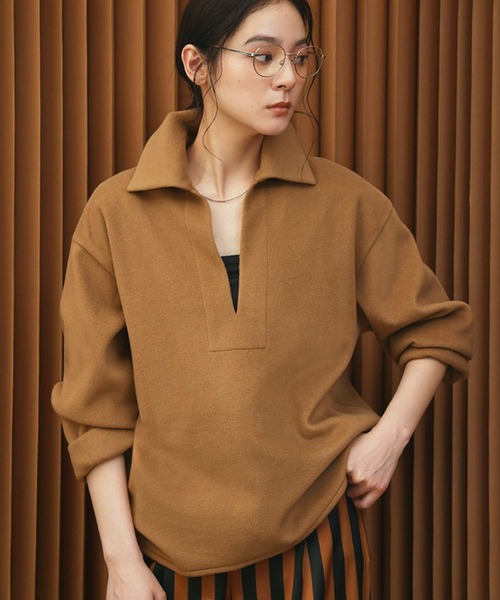 ELFRANK(エルフランク)の「【2026AW】【M~Lサイズ展開】ウールライクスキッパーオーバーサイズプルオーバー 洗える《着用動画あり》(Tシャツ/カットソー・レディース・ネイビー/グレー/キャメル・M/L)」の20枚目の写真