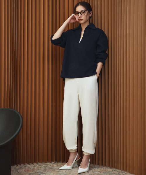 ELFRANK(エルフランク)の「【2026AW】【M~Lサイズ展開】ウールライクスキッパーオーバーサイズプルオーバー 洗える《着用動画あり》(Tシャツ/カットソー・レディース・ネイビー/グレー/キャメル・M/L)」の7枚目の写真