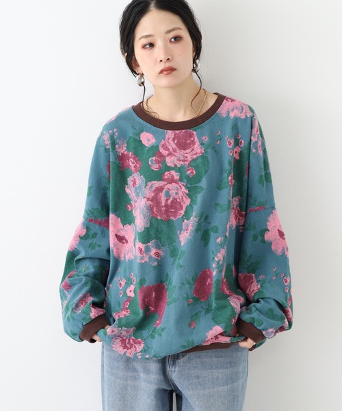 FUNALIVE(ファンアライブ)の「BRINGS ヴィンテージフラワープリント長袖Tシャツ(Tシャツ/カットソー・レディース・グレー/ブルー・FREE)」の19枚目の写真