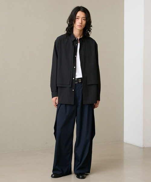 RAGEBLUE(レイジブルー)の「INVERTED PLEATS WIDE SLACKS/インバーテッドプリーツワイドスラックス(スラックス・メンズ・ネイビー/ブラック・LARGE/MEDIUM)」の3枚目の写真