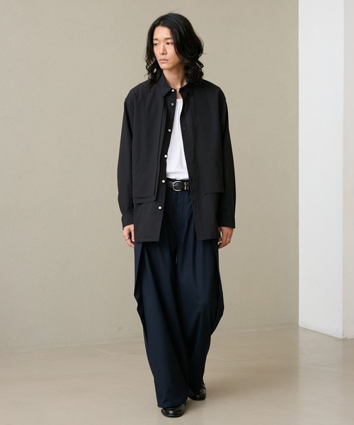 RAGEBLUE(レイジブルー)の「INVERTED PLEATS WIDE SLACKS/インバーテッドプリーツワイドスラックス(スラックス・メンズ・ネイビー/ブラック・LARGE/MEDIUM)」の4枚目の写真