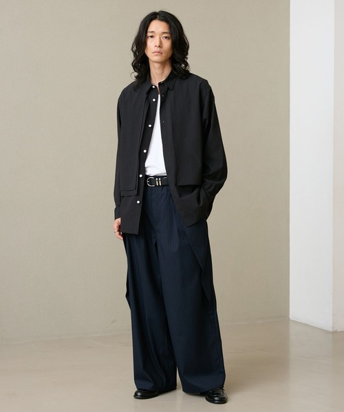 RAGEBLUE(レイジブルー)の「INVERTED PLEATS WIDE SLACKS/インバーテッドプリーツワイドスラックス(スラックス・メンズ・ネイビー/ブラック・LARGE/MEDIUM)」の5枚目の写真