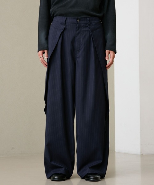RAGEBLUE(レイジブルー)の「INVERTED PLEATS WIDE SLACKS/インバーテッドプリーツワイドスラックス(スラックス・メンズ・ネイビー/ブラック・LARGE/MEDIUM)」の6枚目の写真