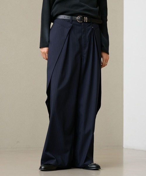 RAGEBLUE(レイジブルー)の「INVERTED PLEATS WIDE SLACKS/インバーテッドプリーツワイドスラックス(スラックス・メンズ・ネイビー/ブラック・LARGE/MEDIUM)」の8枚目の写真