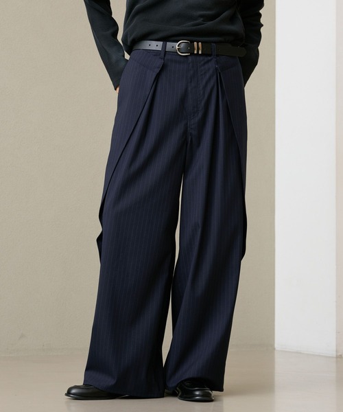 RAGEBLUE(レイジブルー)の「INVERTED PLEATS WIDE SLACKS/インバーテッドプリーツワイドスラックス(スラックス・メンズ・ネイビー/ブラック・LARGE/MEDIUM)」の9枚目の写真