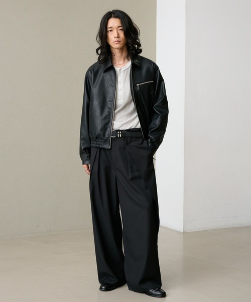 RAGEBLUE(レイジブルー)の「INVERTED PLEATS WIDE SLACKS/インバーテッドプリーツワイドスラックス(スラックス・メンズ・ネイビー/ブラック・LARGE/MEDIUM)」の11枚目の写真
