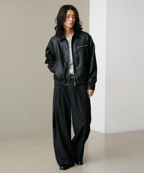 RAGEBLUE(レイジブルー)の「INVERTED PLEATS WIDE SLACKS/インバーテッドプリーツワイドスラックス(スラックス・メンズ・ネイビー/ブラック・LARGE/MEDIUM)」の13枚目の写真