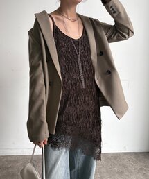【WEB限定】裾レースベロア楊柳アシメロングキャミ