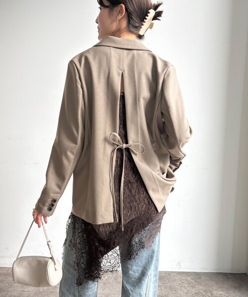 DouDou(ドゥドゥ)の「【WEB限定】裾レースベロア楊柳アシメロングキャミ(シャツ/ブラウス・レディース・ホワイト系その他/ブラウン/ブラック・FREE)」の18枚目の写真