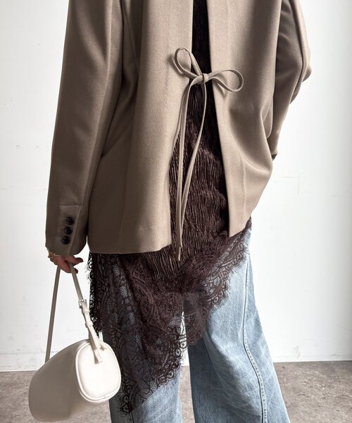 DouDou(ドゥドゥ)の「【WEB限定】裾レースベロア楊柳アシメロングキャミ(シャツ/ブラウス・レディース・ホワイト系その他/ブラウン/ブラック・FREE)」の19枚目の写真