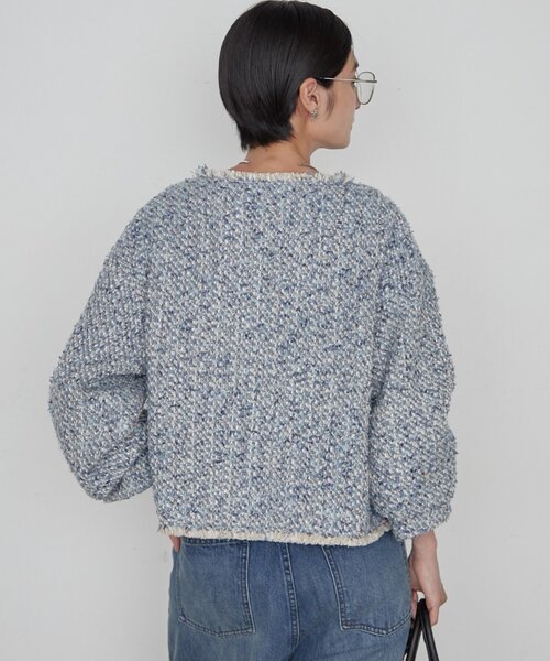 LOUNGEDRESS(ラウンジドレス)の「《羽織るだけで映える》ツイードジャケット(ノーカラージャケット・レディース・ブラウン・FREE)」の8枚目の写真