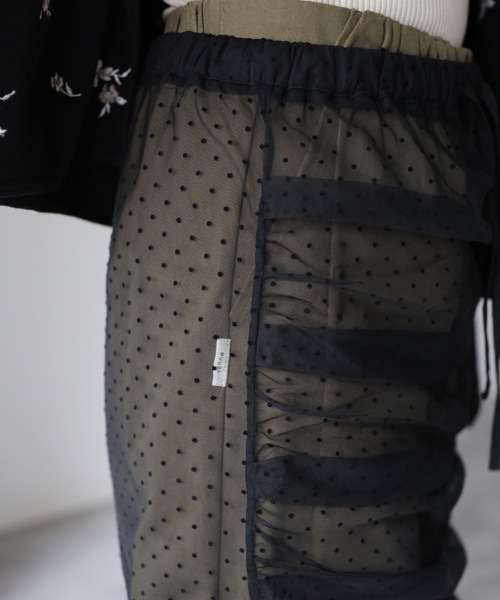 model：164cm. 着用サイズ：FREE,  チュールドット