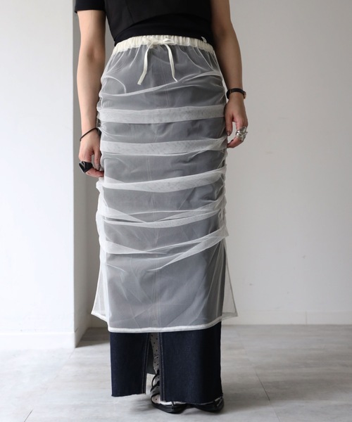 model：164cm. 着用サイズ：FREE, チュール無地