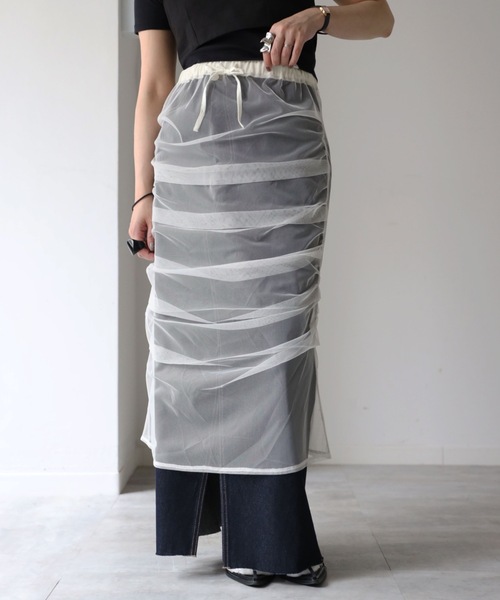 model：164cm. 着用サイズ：FREE, チュール無地