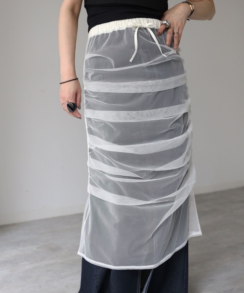model：164cm. 着用サイズ：FREE, チュール無地