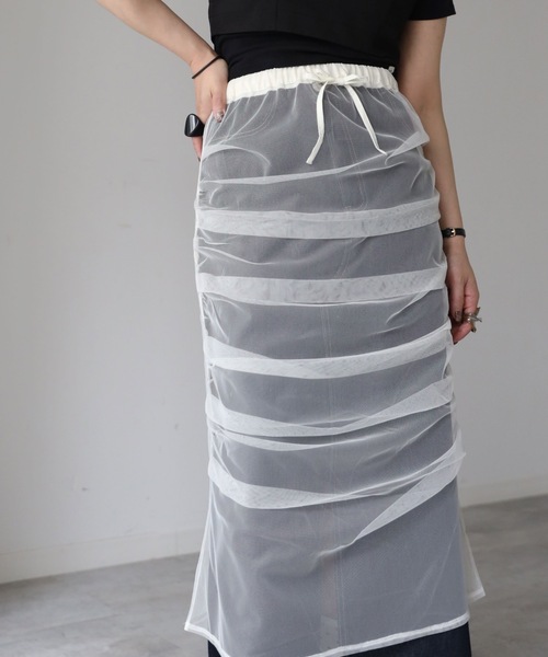 model：164cm. 着用サイズ：FREE, チュール無地
