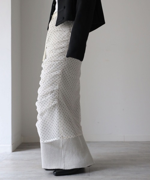 model：164cm. 着用サイズ：FREE,  チュールドット