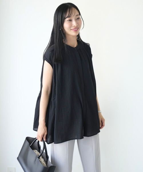 Ehre style(エーレスタイル)の「ゆったり着てすっきり見え大人フレアシャツ(シャツ/ブラウス・レディース・ネイビー/ホワイト/ブラック・FREE)」の8枚目の写真