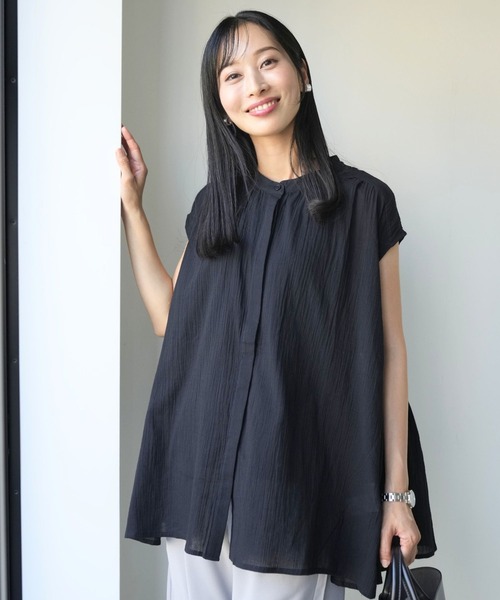 Ehre style(エーレスタイル)の「ゆったり着てすっきり見え大人フレアシャツ(シャツ/ブラウス・レディース・ネイビー/ホワイト/ブラック・FREE)」の12枚目の写真