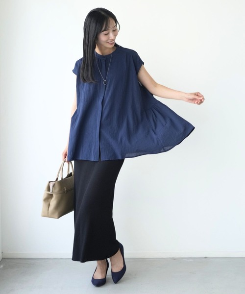 Ehre style(エーレスタイル)の「ゆったり着てすっきり見え大人フレアシャツ(シャツ/ブラウス・レディース・ネイビー/ホワイト/ブラック・FREE)」の15枚目の写真