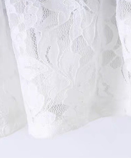 LA POMME petit(ラポミ・プチ)の「Lace Gingham Tiered Cami Dress/レースギンガムチェックティアードキャミワンピース(ワンピース・レディース・ブルー・FREE)」の5枚目の写真