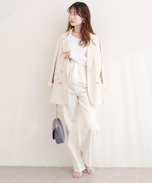 natural couture(ナチュラルクチュール)の「異素材ペプラムニット(ニット/セーター・レディース・チャコールグレー/サックスブルー/ベージュ/オフホワイト/ブラック/ネイビー・FREE)」の22枚目の写真