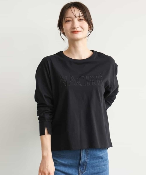 MK MICHEL KLEIN（エムケーミッシェルクラン）の「[洗える]レース刺繍ロゴロンT（Tシャツ/カットソー・レディース・ブラック/ホワイト・38）」の20枚目の写真
