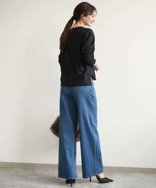MK MICHEL KLEIN（エムケーミッシェルクラン）の「[洗える]レース刺繍ロゴロンT（Tシャツ/カットソー・レディース・ブラック/ホワイト・38）」の22枚目の写真
