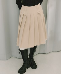 layered medium pleats skirt / レイヤード風ミディアムスカート