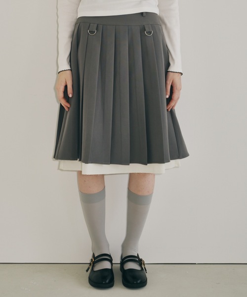 idem(イデム)の「layered medium pleats skirt / レイヤード風ミディアムスカート(スカート・レディース・モカ/ベージュ/グレー/グリーン/ブラック・FREE)」の10枚目の写真