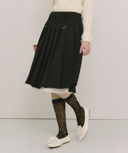 idem(イデム)の「layered medium pleats skirt / レイヤード風ミディアムスカート(スカート・レディース・モカ/ベージュ/グレー/グリーン/ブラック・FREE)」の22枚目の写真