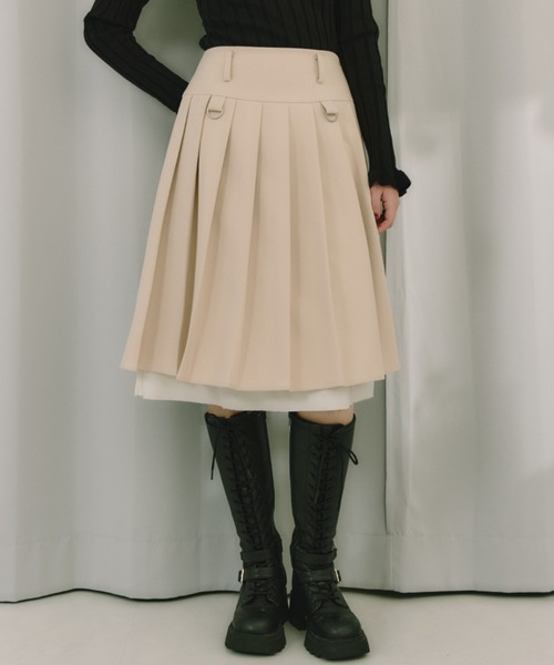 idem(イデム)の「layered medium pleats skirt / レイヤード風ミディアムスカート(スカート・レディース・モカ/ベージュ/グレー/グリーン/ブラック・FREE)」の13枚目の写真