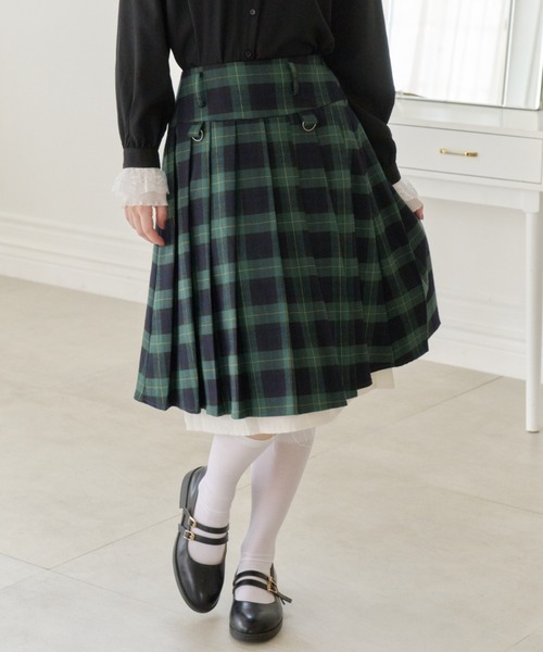 idem(イデム)の「layered medium pleats skirt / レイヤード風ミディアムスカート(スカート・レディース・モカ/ベージュ/グレー/グリーン/ブラック・FREE)」の6枚目の写真
