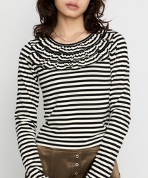FRONT ZIP GATHER トップス(Tシャツ/カットソー)|LAGUA GEM FRONT ZIP GATHER トップス(Tシャツ/カットソー)|LAGUA GEM