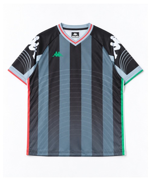 Kappa(カッパ)の「半袖プラクティスシャツ (配色ライン×オミニロゴ)(その他トップス・メンズ・ブラック/ブルー/ライトグレー・X-LARGE/MEDIUM/LARGE)」の1枚目の写真
