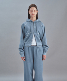 PIGMENT HOOD ZIP-UP - SKY BLUE
