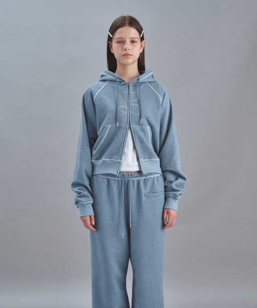 Rest&Recreation(レストアンドレクリエーション)の「PIGMENT HOOD ZIP-UP - SKY BLUE(パーカー・メンズ・その他・LARGE/SMALL)」の1枚目の写真