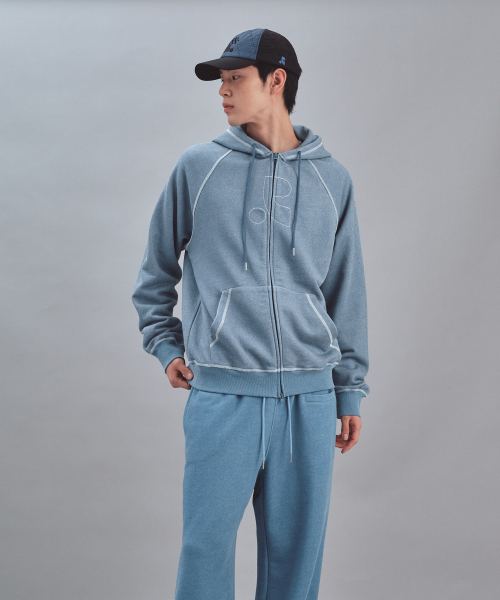 Rest&Recreation(レストアンドレクリエーション)の「PIGMENT HOOD ZIP-UP - SKY BLUE(パーカー・メンズ・その他・LARGE/SMALL)」の2枚目の写真