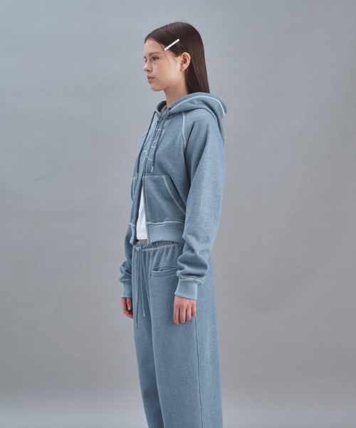 Rest&Recreation(レストアンドレクリエーション)の「PIGMENT HOOD ZIP-UP - SKY BLUE(パーカー・メンズ・その他・LARGE/SMALL)」の3枚目の写真