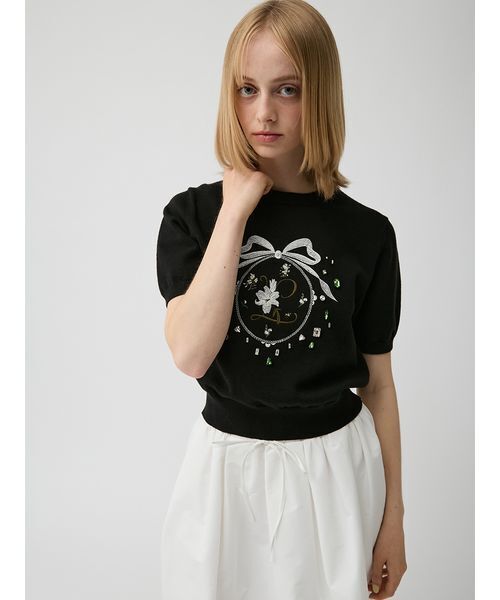 LILY BROWN（リリーブラウン）の「[L.B CANDY STOCK] ビジューエンブロイダリーニットトップ（ニット/セーター・レディース・ブラック/グレー/アイボリー・F）」の10枚目の写真