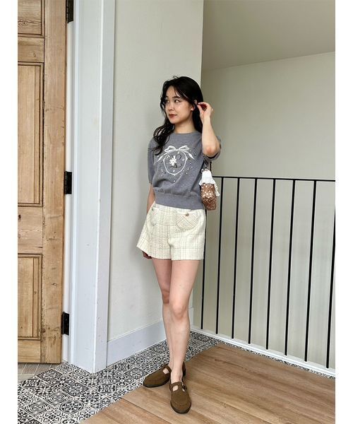 LILY BROWN（リリーブラウン）の「[L.B CANDY STOCK] ビジューエンブロイダリーニットトップ（ニット/セーター・レディース・ブラック/グレー/アイボリー・F）」の20枚目の写真
