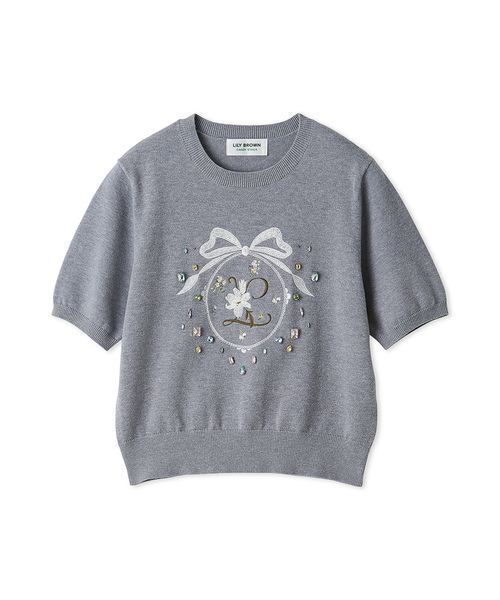 LILY BROWN（リリーブラウン）の「[L.B CANDY STOCK] ビジューエンブロイダリーニットトップ（ニット/セーター・レディース・ブラック/グレー/アイボリー・F）」の22枚目の写真