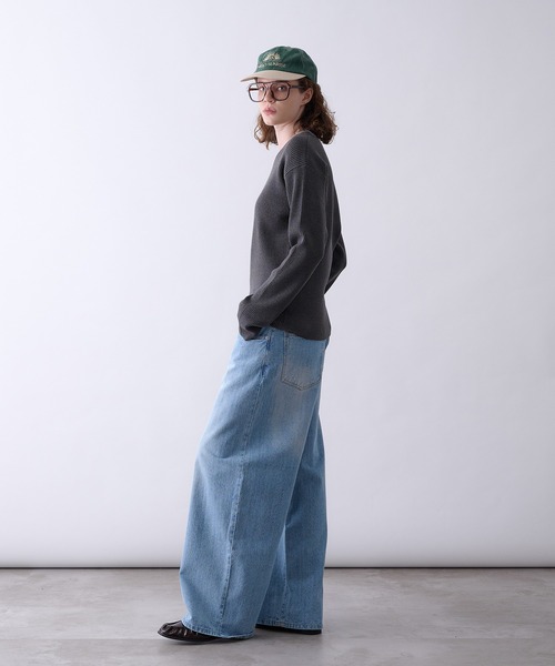 Perushu(ペルーシュ)の「Double Neck Ribbed VNeck Knit/ダブル ネック リブ Vネック ニット(ニット/セーター・メンズ・ベージュ/チャコールグレー/ブラック・MEDIUM/LARGE)」の6枚目の写真
