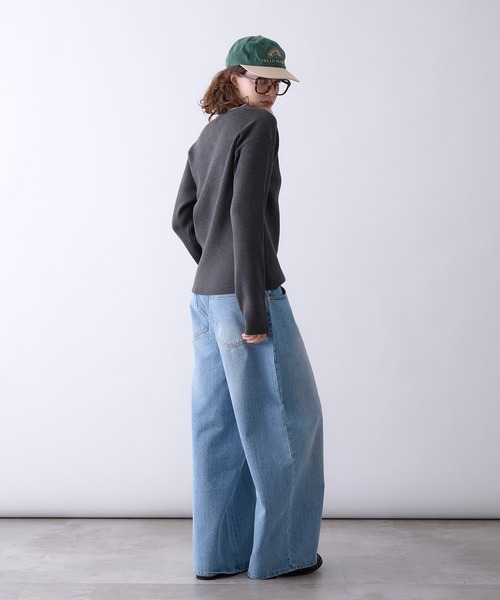 Perushu(ペルーシュ)の「Double Neck Ribbed VNeck Knit/ダブル ネック リブ Vネック ニット(ニット/セーター・メンズ・ベージュ/チャコールグレー/ブラック・MEDIUM/LARGE)」の7枚目の写真