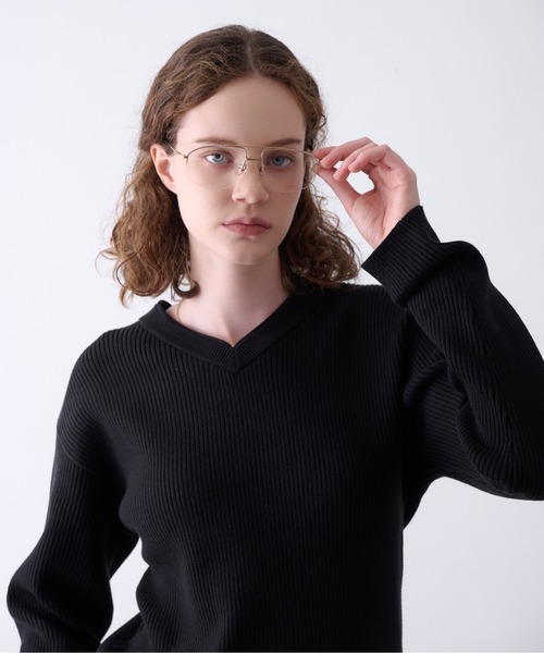 Perushu(ペルーシュ)の「Double Neck Ribbed VNeck Knit/ダブル ネック リブ Vネック ニット(ニット/セーター・メンズ・ベージュ/チャコールグレー/ブラック・MEDIUM/LARGE)」の11枚目の写真